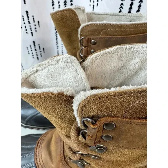 Sorel Women's Brown Leather Fancy Lace II Winter Snow Boots Size 10 Preppy Hike - Picture 13 of 15